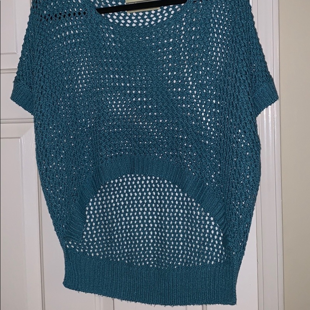 Sea blue see-through top